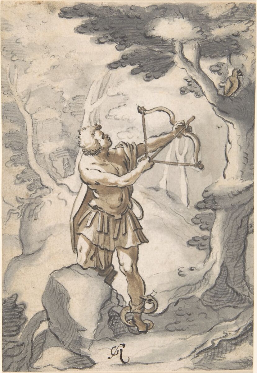 Philoctetes Being Bitten by the Snake, Gotthard Ringgli (Swiss, Zurich 1575–1635 Zurich), Pen and gray and black ink, brush and gray and brown wash 