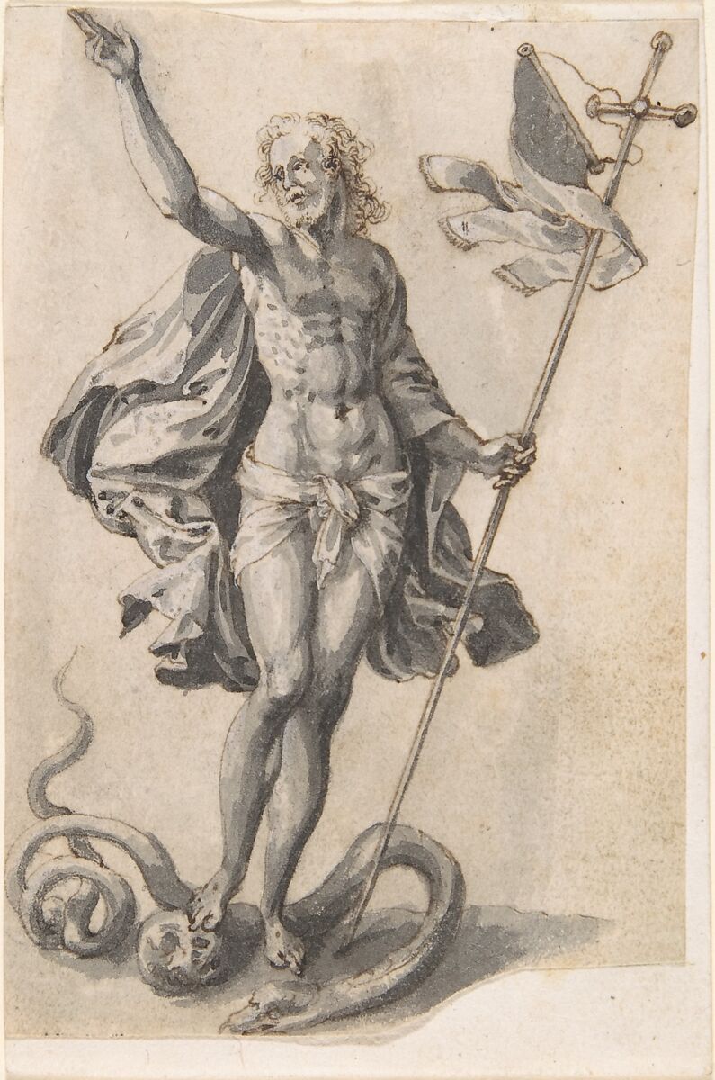 Resurrection of Christ, Anonymous, Netherlandish, 16th century ?, Pen and brown ink, brush and gray wash 