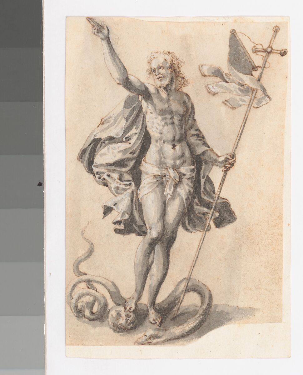 Resurrection of Christ, Anonymous, Netherlandish, 16th century ?, Pen and brown ink, brush and gray wash