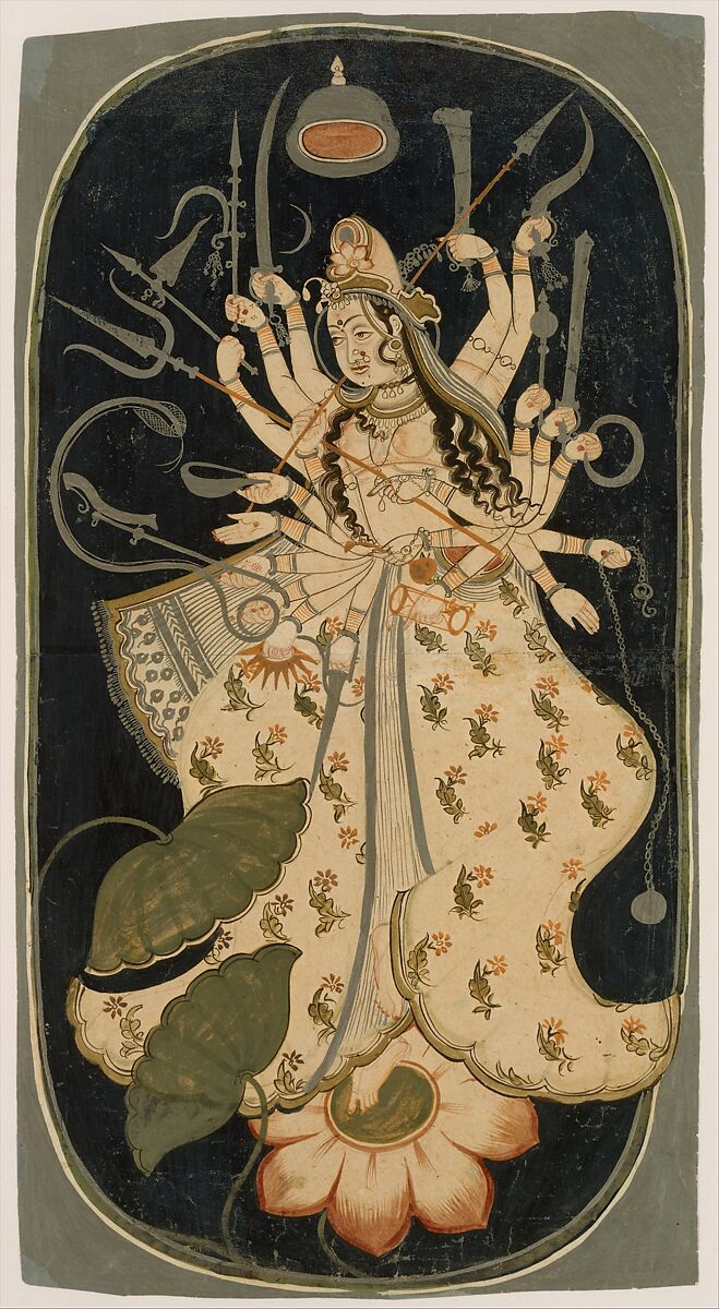 Mahadevi, the Great Goddess, Ink, opaque watercolor, and silver on paper, India (Rajasthan, Bikaner) 