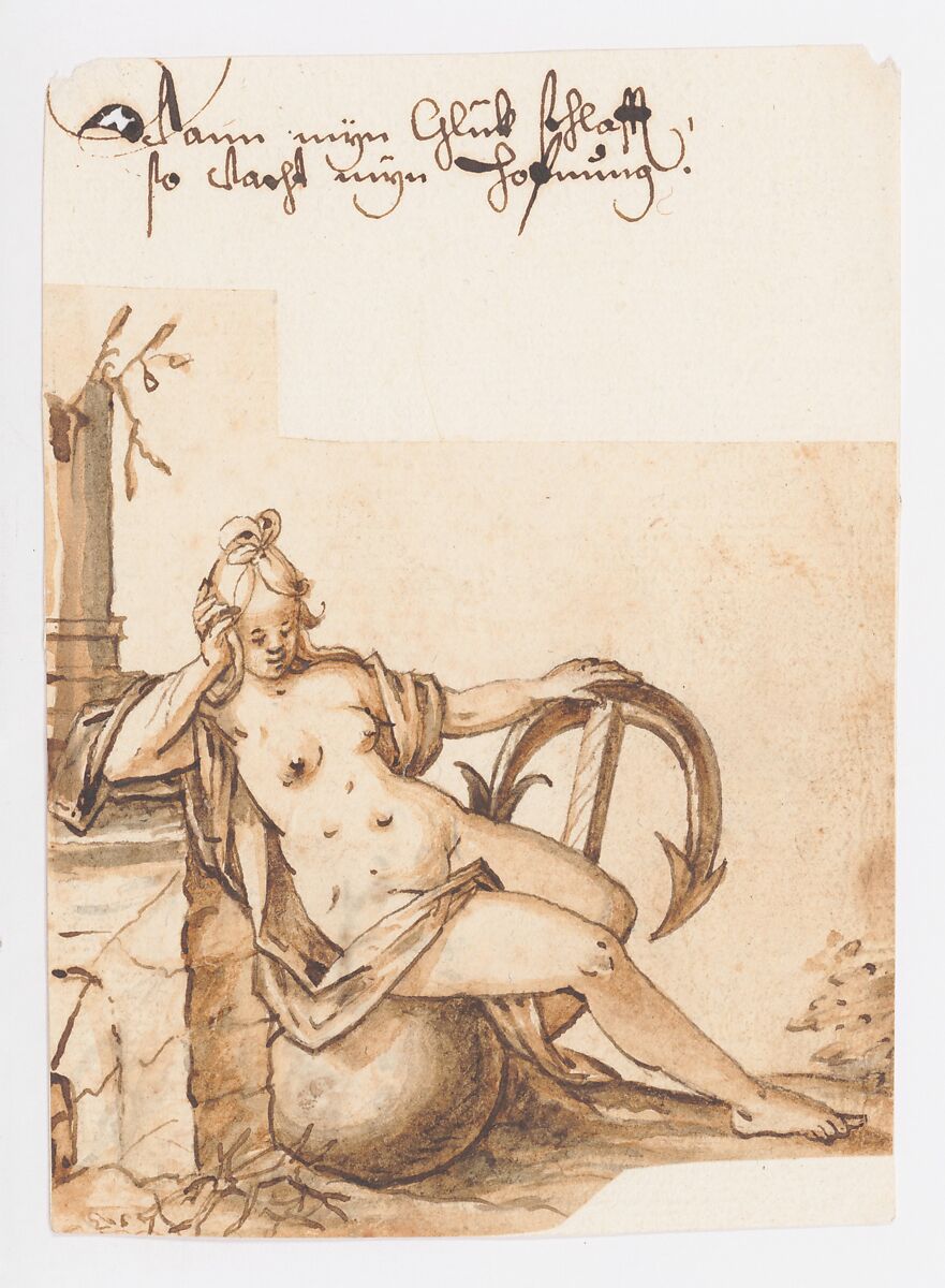 Hope, Attributed to Hans Ulrich Jegli (Swiss, 1604–1654), Pen and brown ink, brush and brownish gray wash