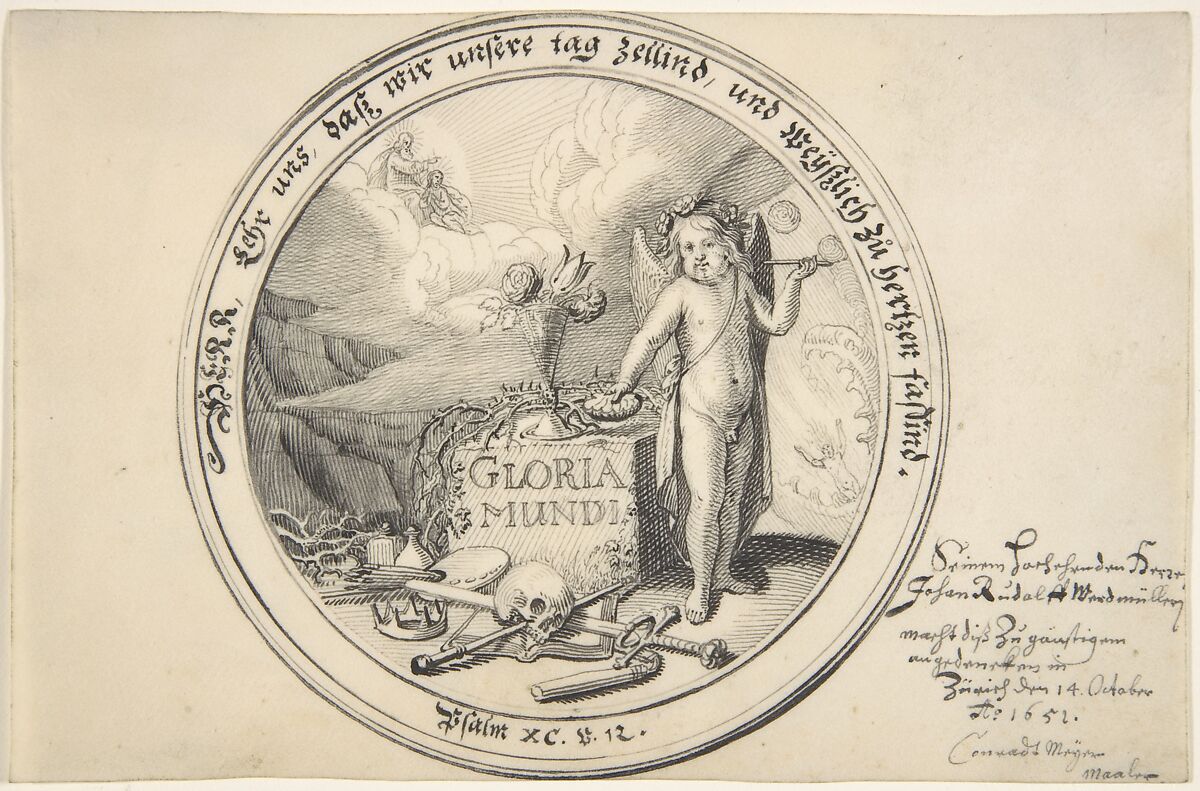 Allegory of the Transience of Life, Conrad Meyer (Swiss, Zürich 1618–1689 Zürich), Pen and black ink 