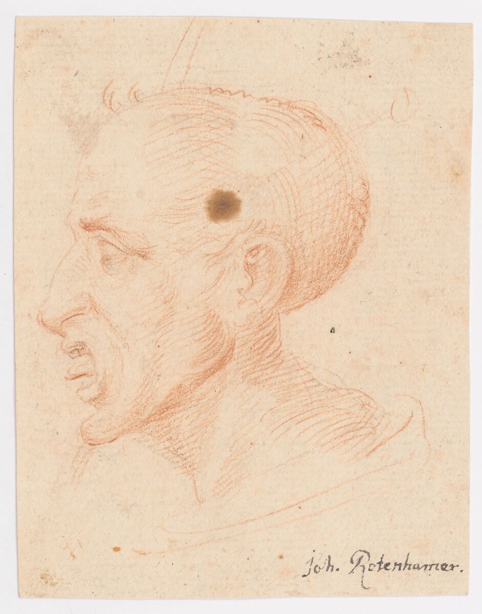 Bust of a Man Looking Left, Anonymous, 17th century, Red chalk