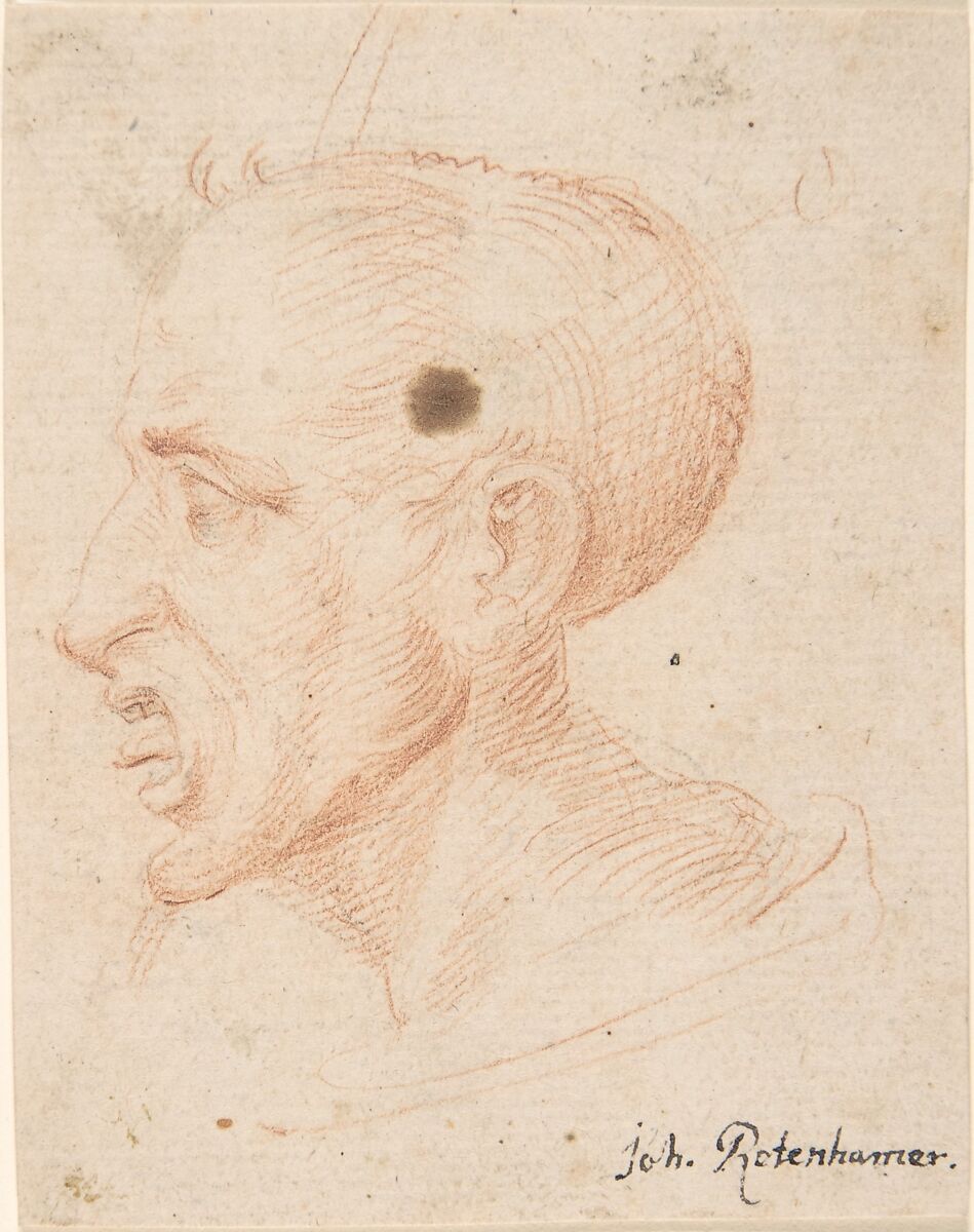 Bust of a Man Looking Left, Anonymous, 17th century, Red chalk 