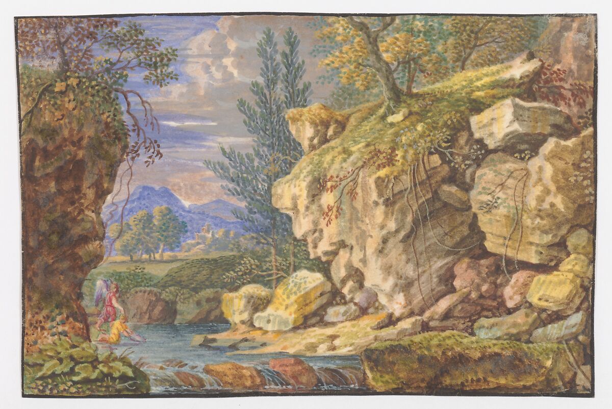 Landscape with Tobias and the Angel, Attributed to Felix Meyer (Swiss, Winterthur 1653–1713 Wyden), Watercolor