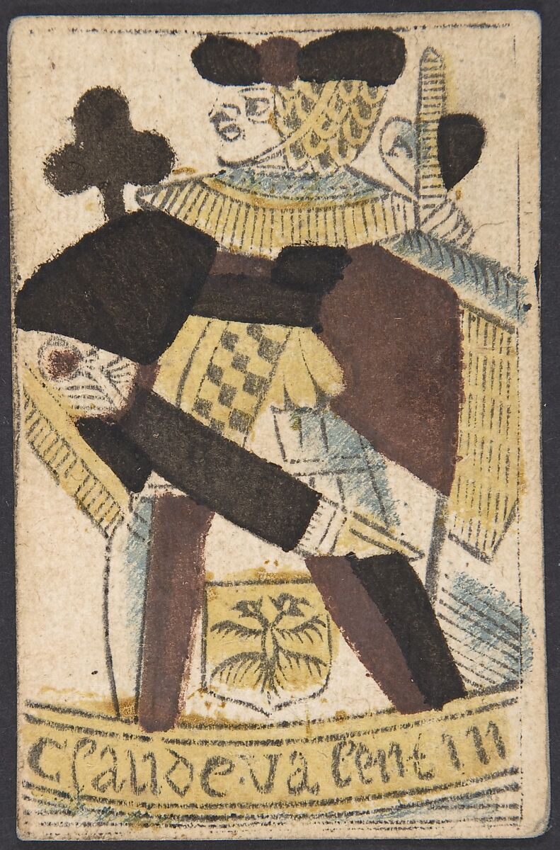 Shield Knave: A Horseman, Johannes Brandenberg (Swiss, Zug 1661–1729 Zug), Recto: pen and black ink; verso is a woodcut.