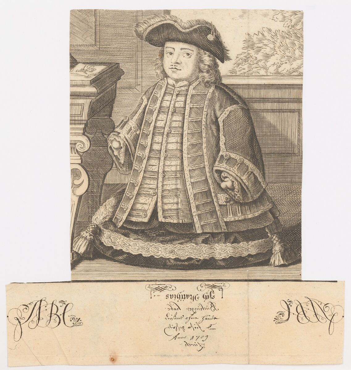 Portrait of Matthias Buchinger (1674-1739), Anonymous, Etching