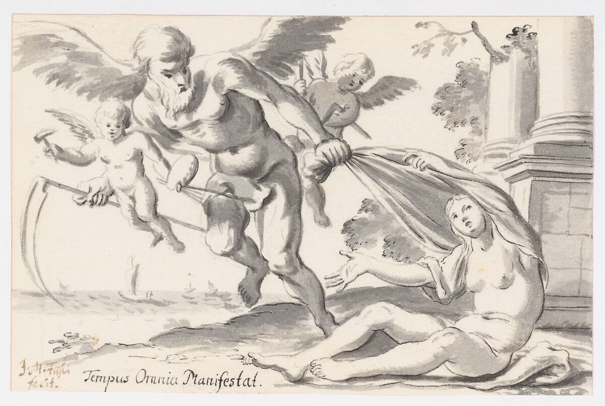 'Tempus omnia manifestat': Allegory of Art and Knowledge, Johann Melchior Füssli (Swiss, Zurich 1677–1736 Zurich), Pen and black ink, brush and gray wash