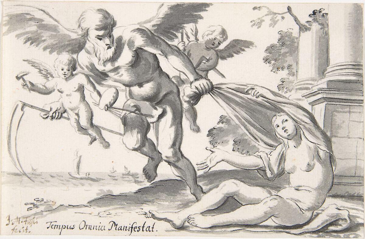 'Tempus omnia manifestat': Allegory of Art and Knowledge, Johann Melchior Füssli (Swiss, Zurich 1677–1736 Zurich), Pen and black ink, brush and gray wash 