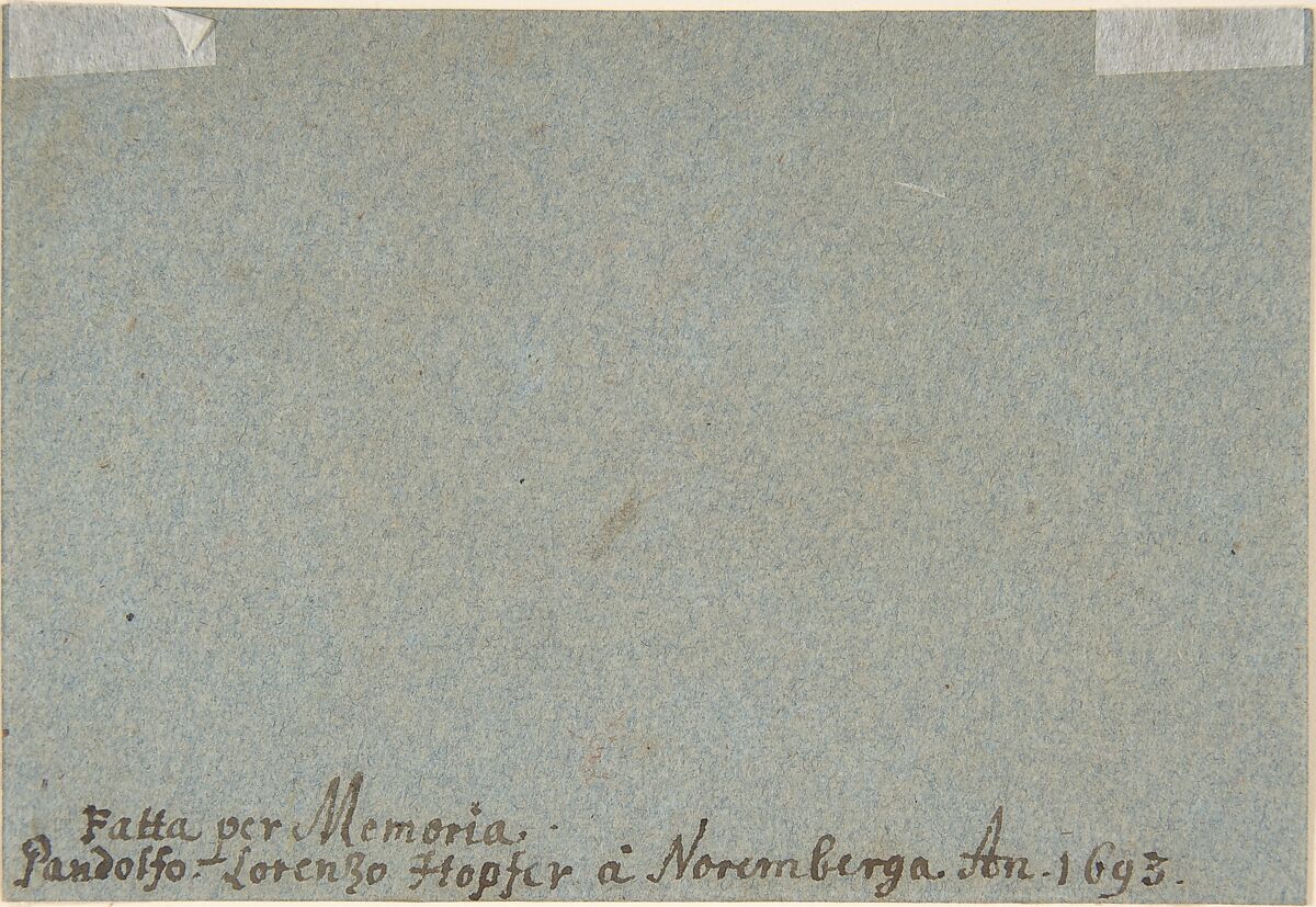 Two Fighting Horsemen, Pandolfo Lorenzo Hopfer (German, Nuremberg (?) late 17th century), Red chalk on blue paper