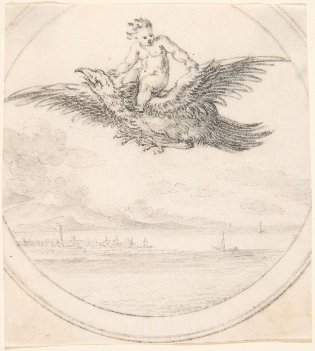 The Rape of Ganymede, Attributed to Sophia Blesendorf (German, active late 17th century), Pen and gray ink, brush and gray wash 