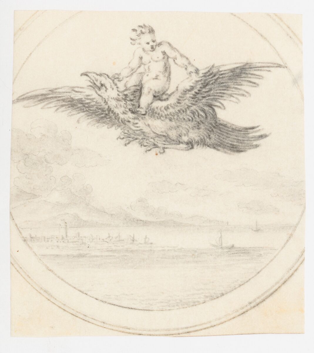The Rape of Ganymede, Attributed to Sophia Blesendorf (German, active late 17th century), Pen and gray ink, brush and gray wash
