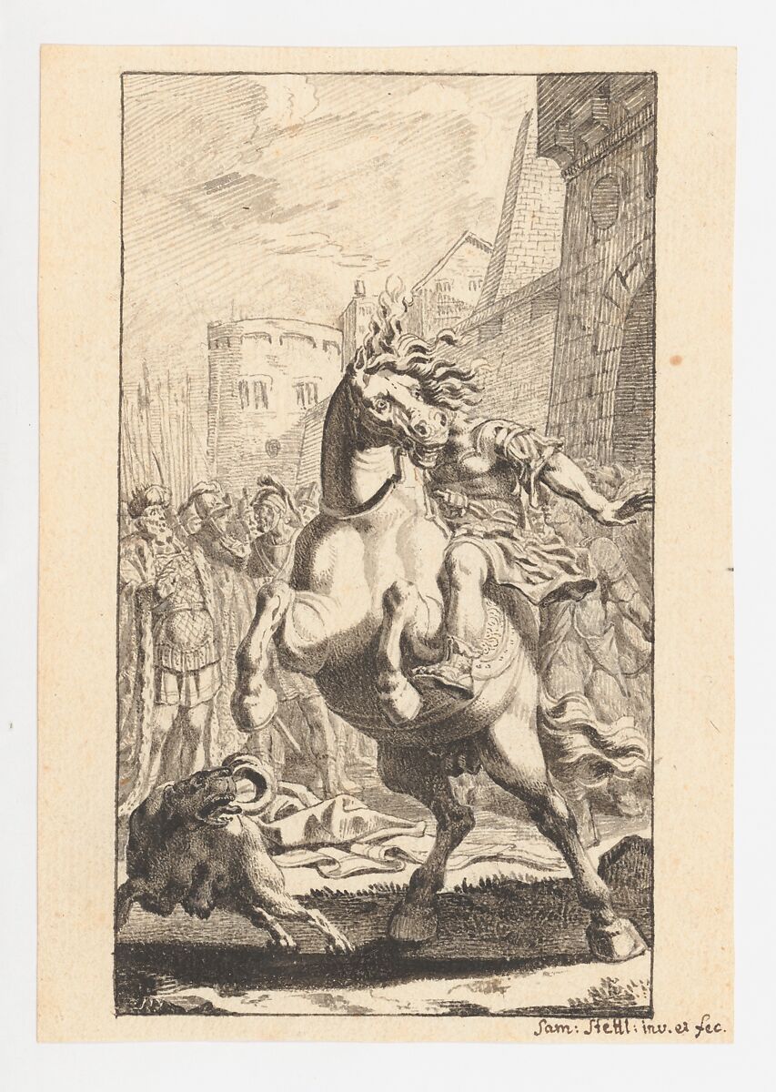 Marcus Curtius, Samuel Stettler (Swiss (?), active 17th century), Pen and black ink