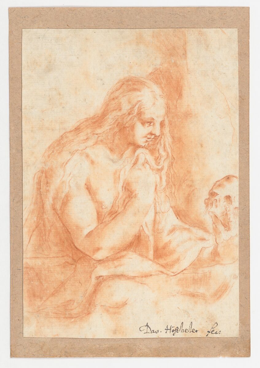 Mary Magdalen Penitent, David Höscheler (Swiss (?), active 17th century), Red chalk
