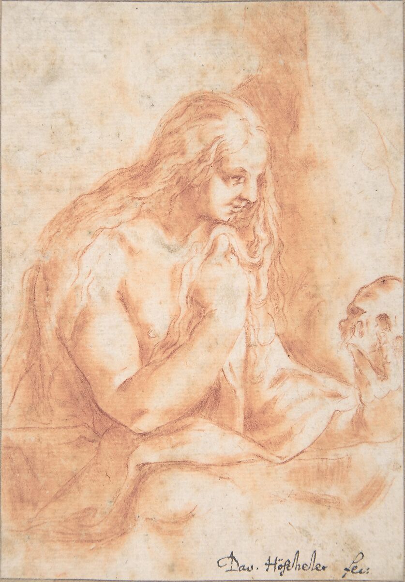 Mary Magdalen Penitent, David Höscheler (Swiss (?), active 17th century), Red chalk 