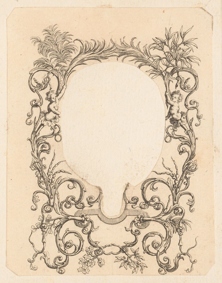 Ornamental Frame with Garlands, Anonymous, 18th century, Etching 