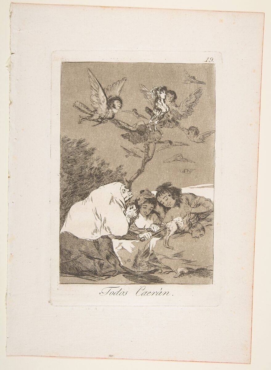 Plate 19 from "Los Caprichos": All will fall (Todos Caerán), Goya (Francisco de Goya y Lucientes) (Spanish, Fuendetodos 1746–1828 Bordeaux), Etching, burnished aquatint 
