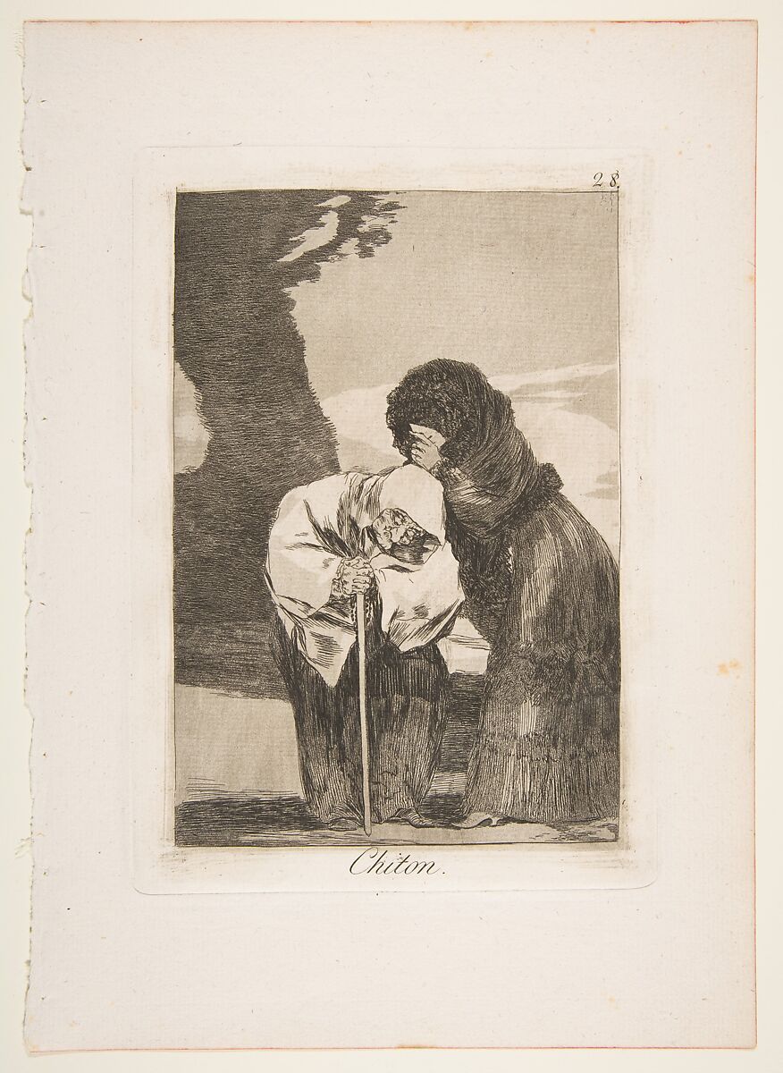 Plate 28 from "Los Caprichos": Hush (Chiton), Goya (Francisco de Goya y Lucientes) (Spanish, Fuendetodos 1746–1828 Bordeaux), Etching, aquatint, burin 