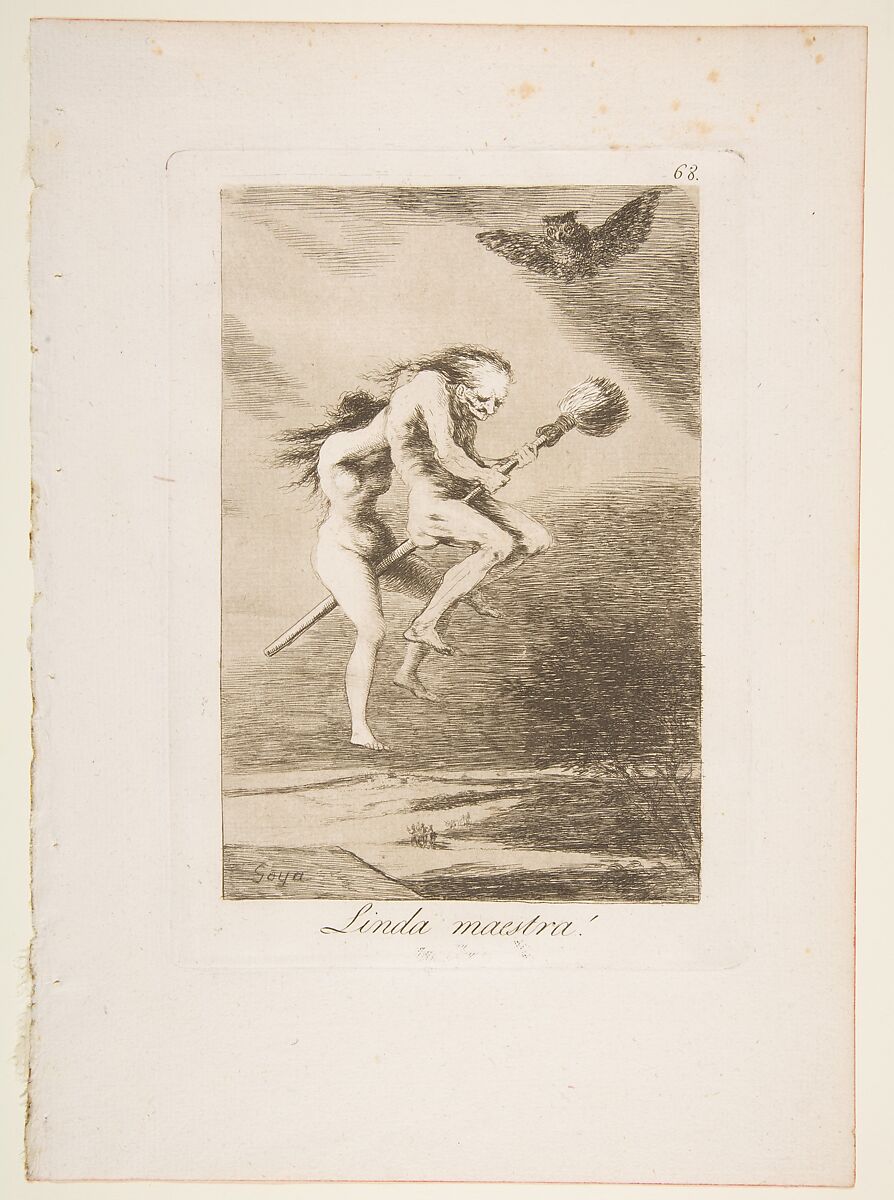 Plate 68 from "Los Caprichos": Pretty teacher! (Linda maestra!), Goya (Francisco de Goya y Lucientes) (Spanish, Fuendetodos 1746–1828 Bordeaux), Etching, burnished aquatint, drypoint 