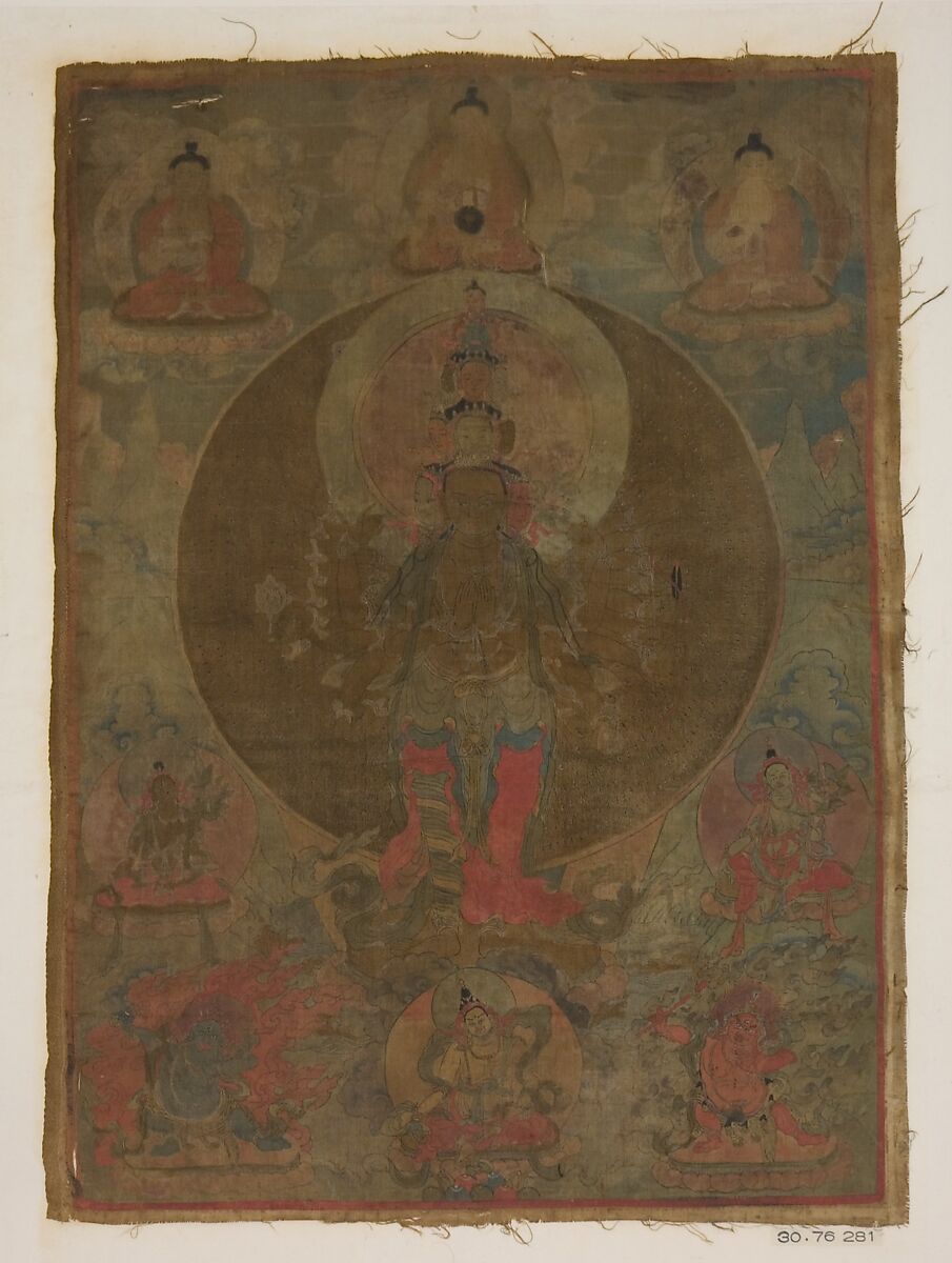 Panel from Painting of a Thousand-Armed Guanyin, Color on silk, Tibet 