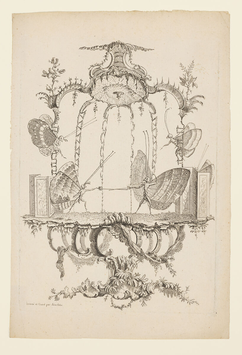 The Duel (Le Duel), from Essay on Butterflies Masquerading as Humans (Essai de Papilloneries Humaines), Charles Germain de Saint-Aubin (French, Paris 1721–1786 Paris), Etching; first state of two 