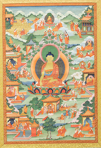 Tangka with Buddha Seated on Lotus Pedestal