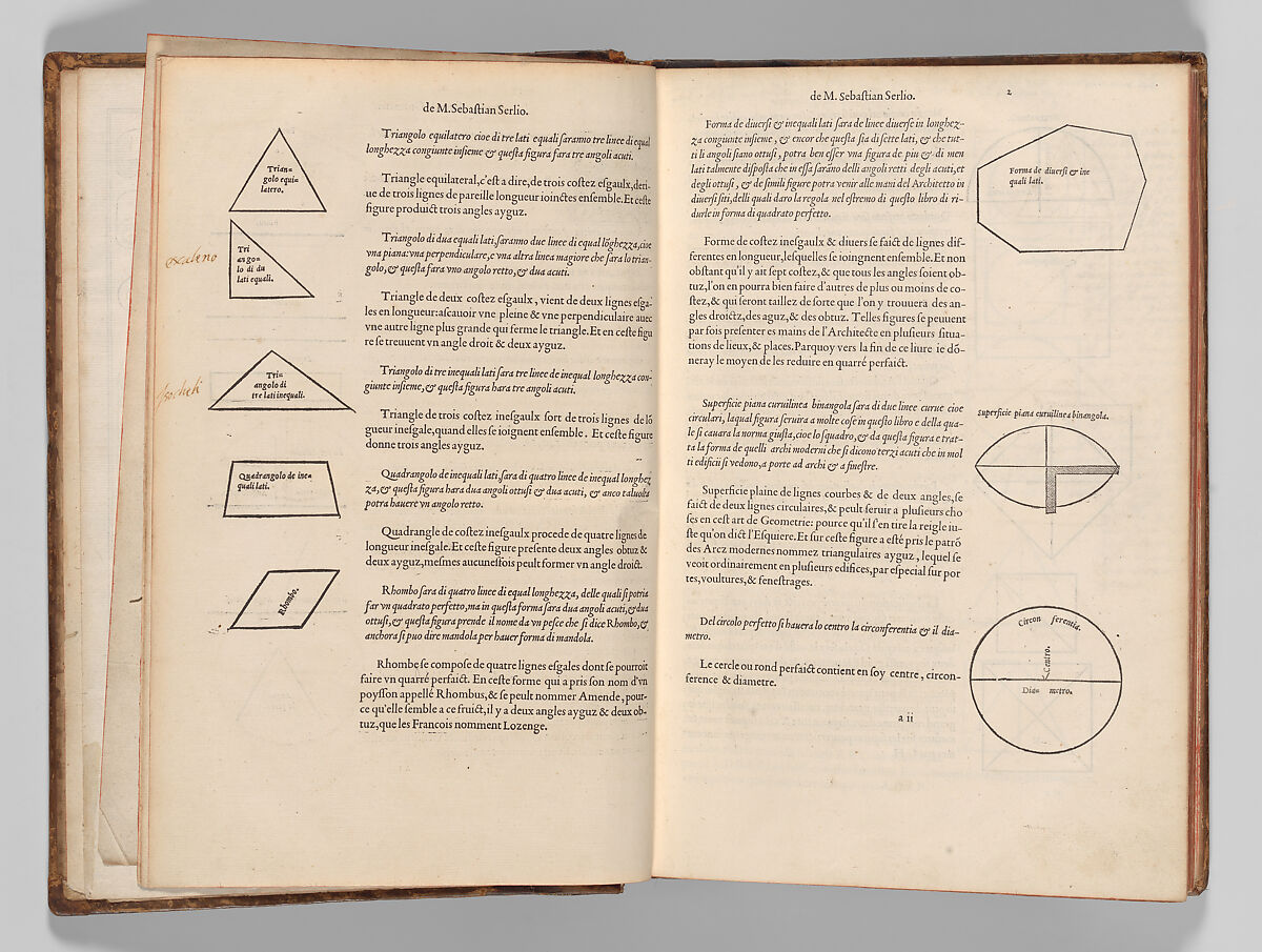 Il primo libro d'architettura di Sebastiano Serlio Bolognese. Il secondo libro di perspecttia di Sebastiano Serlio, Bolognese., Sebastiano Serlio (Italian, Bologna 1475–1554 Fontainebleau), Printed book with woodblock illustrations