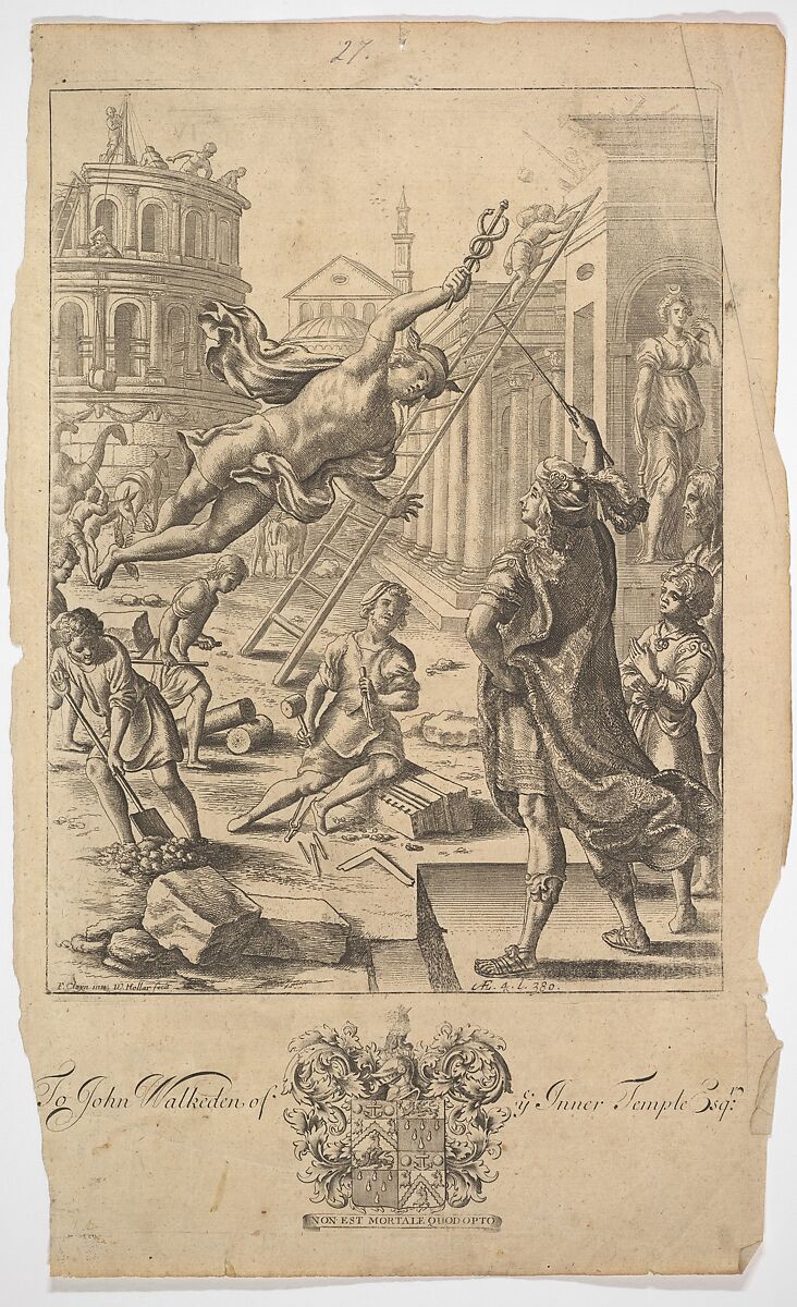 Aeneas and Mercury (from "The Works of Virgil: Containing his Pastorals, Georgics and Aeneis," 1697), Wenceslaus Hollar (Bohemian, Prague 1607–1677 London), Etching and engraving; fifth state of five, the plate reduced, as published in 1697 or 1698 