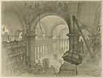 The Metropolitan Museum of Art, Great Hall, interior view, Hugh Ferriss  American, Charcoal on laid paper