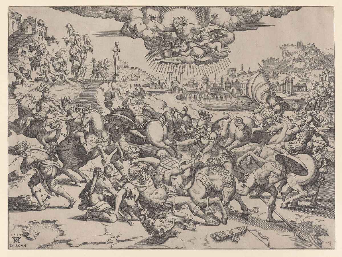 The Conversion of Saint Paul, Mario Cartaro (Italian, born Viterbo, active Rome ca. 1557–88, died 1620), Engraving 