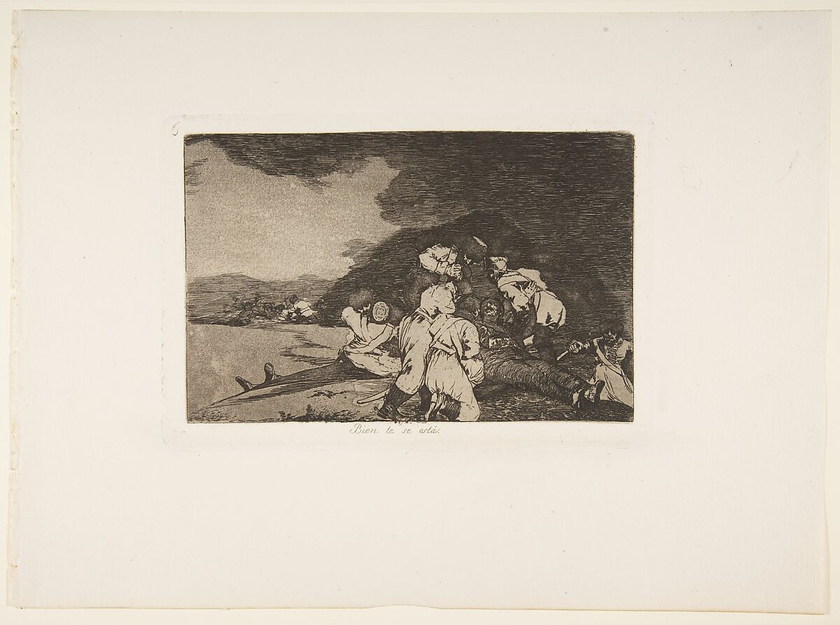 Plate 6 from "The Disasters of War" (Los Desastres de la Guerra): 'It serves you right' (Bien te se está), Goya (Francisco de Goya y Lucientes) (Spanish, Fuendetodos 1746–1828 Bordeaux), Etching, lavis, burin 