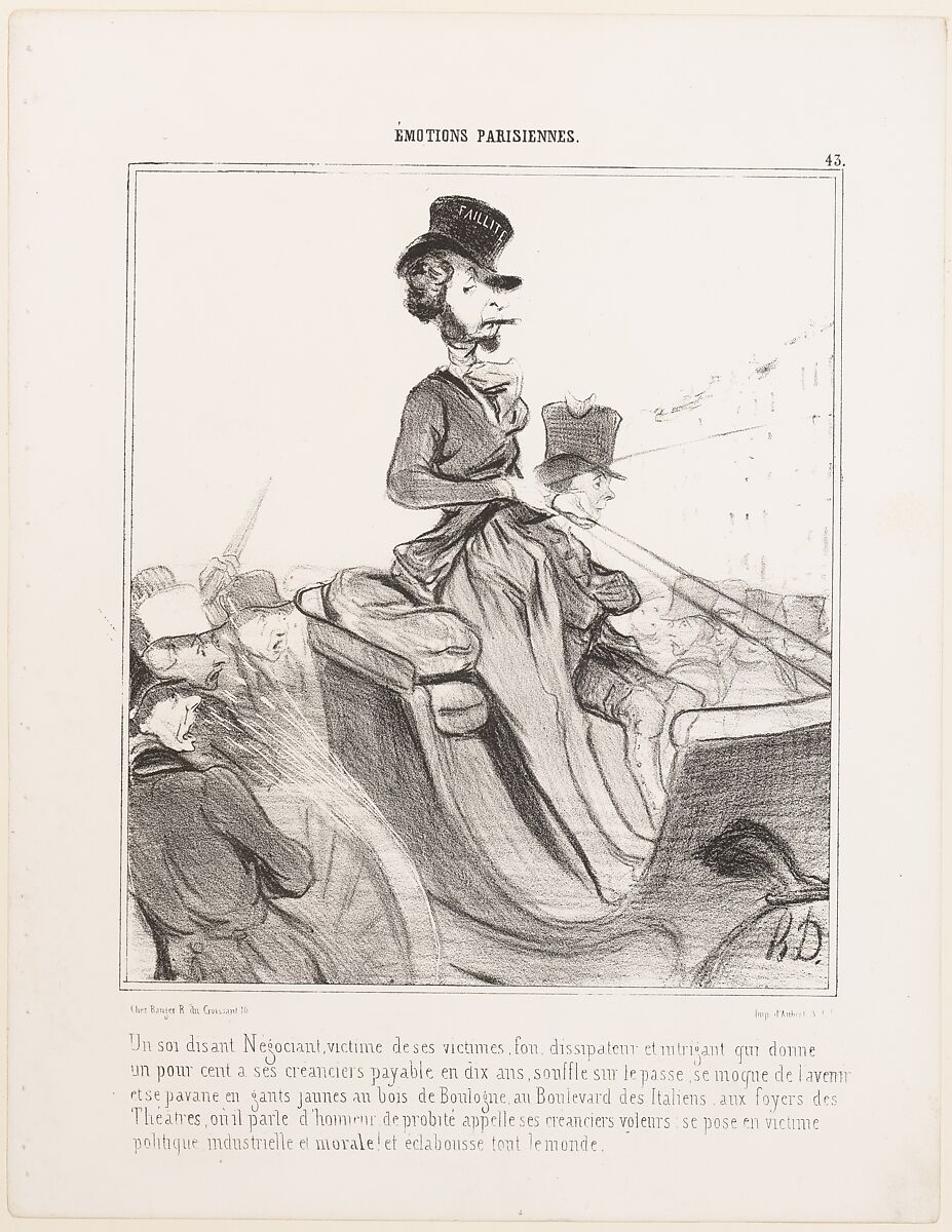 Un soi disant Négociant... (A so-called Merchant...), from Émotions Parisiennes, published in "Le Charivari", Honoré Daumier (French, Marseilles 1808–1879 Valmondois), Lithograph; third state of three (Delteil); sur blanc 