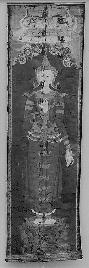 Standing Buddha(?), Hanging scroll; color on cloth, Thailand 