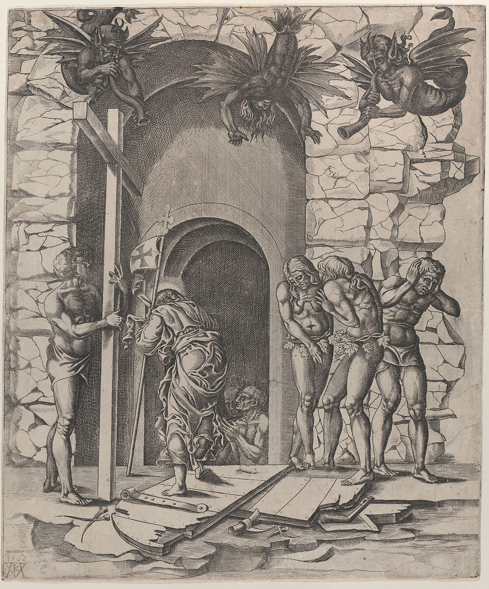 Christ descending into Limbo, Mario Cartaro (Italian, born Viterbo, active Rome ca. 1557–88, died 1620), Engraving 