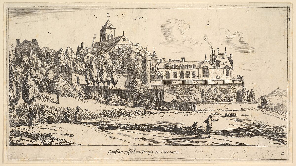 View of Conflans, Reinier Nooms, called Zeeman (Dutch, Amsterdam ca. 1623–1664 Amsterdam), Etching; second state 