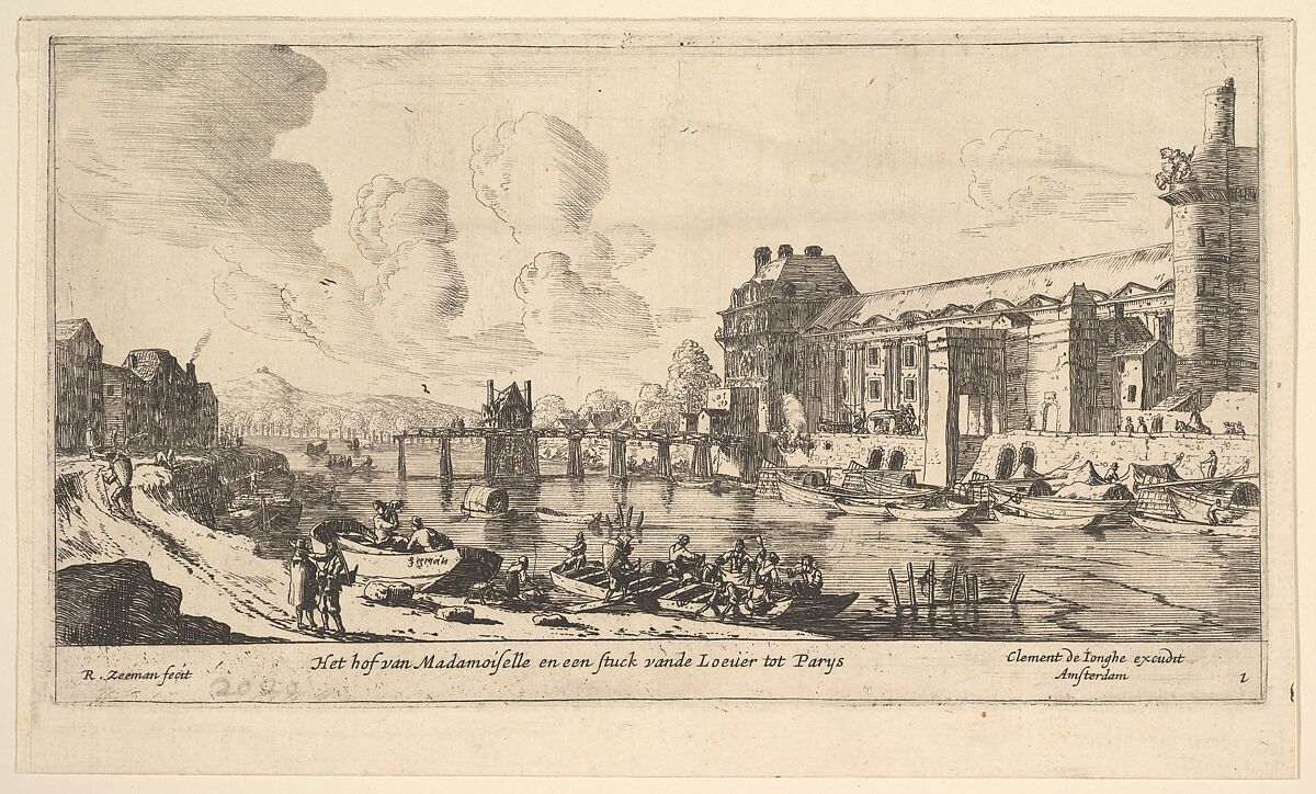 View of the Louvre and the Tuileries, from Views of Paris and Neighborhoods, plate 1, Reinier Nooms, called Zeeman (Dutch, Amsterdam ca. 1623–1664 Amsterdam), Etching and drypoint; third state of five 