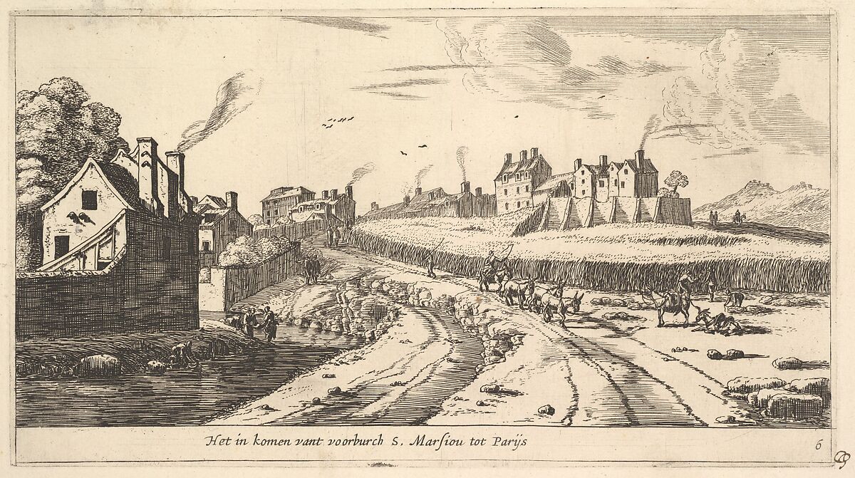 Entrance to the Suburb of Saint Marceau near Paris, Reinier Nooms, called Zeeman (Dutch, Amsterdam ca. 1623–1664 Amsterdam), Etching; second state 