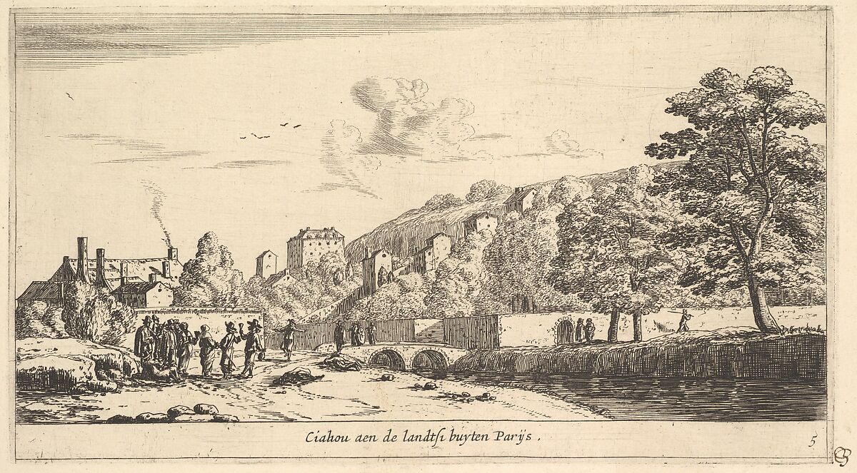 View of Chaillot in Paris, Reinier Nooms, called Zeeman (Dutch, Amsterdam ca. 1623–1664 Amsterdam), Etching; second state 