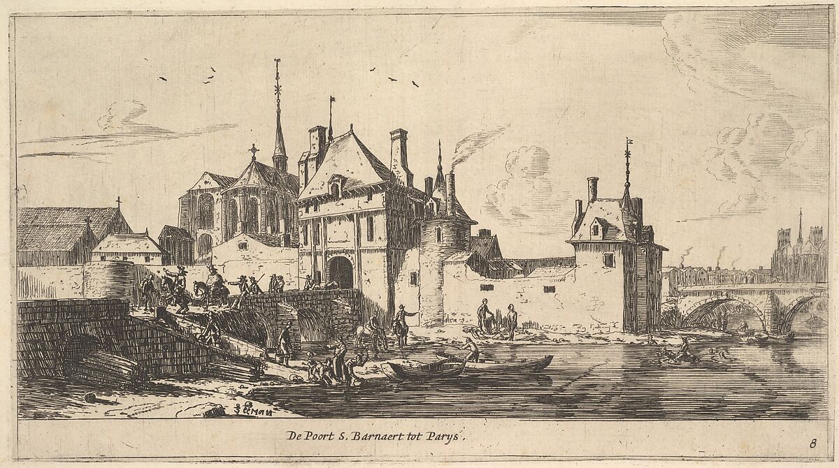 The Entrance Gate of St. Bernard in Paris, Reinier Nooms, called Zeeman (Dutch, Amsterdam ca. 1623–1664 Amsterdam), Etching; second state 