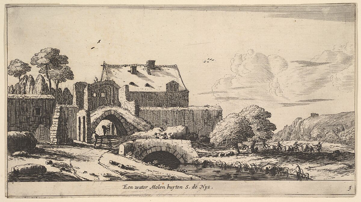 A Water Mill near St. Denis, Reinier Nooms, called Zeeman (Dutch, Amsterdam ca. 1623–1664 Amsterdam), Etching; second state 