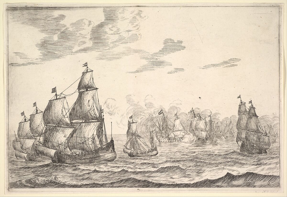 Naval Battle Scene, Reinier Nooms, called Zeeman (Dutch, Amsterdam ca. 1623–1664 Amsterdam), Etching 