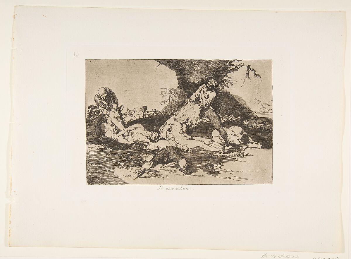 Plate 16 from "The Disasters of War" (Los Desastres de La Guerra): They make use of them (Se aprovechan), Goya (Francisco de Goya y Lucientes) (Spanish, Fuendetodos 1746–1828 Bordeaux), Etching, lavis, drypoint, burin, burnisher 
