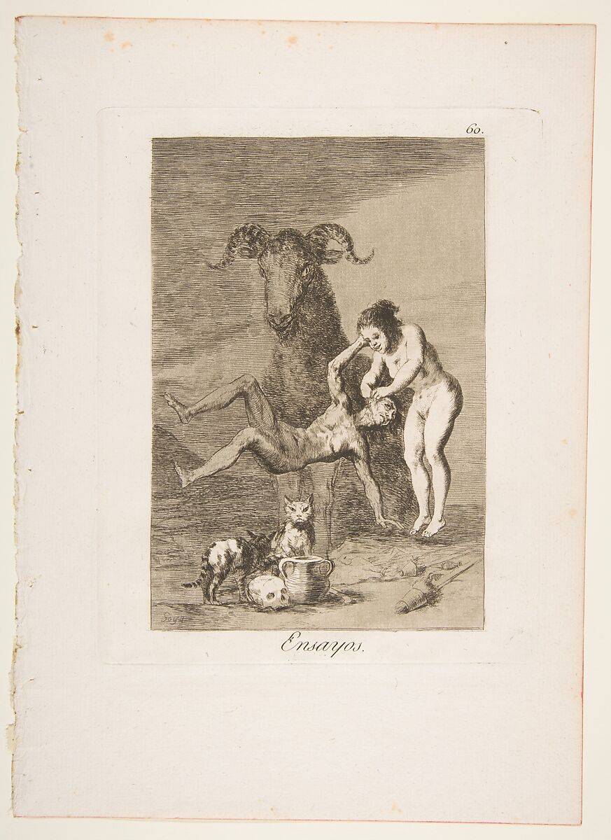 Pllate 60 from "Los Caprichos": Trials (Ensayos), Goya (Francisco de Goya y Lucientes) (Spanish, Fuendetodos 1746–1828 Bordeaux), Etching, aquatint, burin 