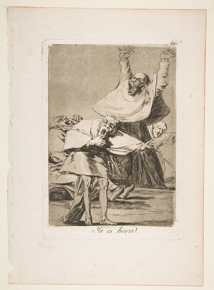 Plate 80 from "Los Caprichos": It is time (Ya es hora), Goya (Francisco de Goya y Lucientes) (Spanish, Fuendetodos 1746–1828 Bordeaux), Etching, burnished aquatint, drypoint, burin 