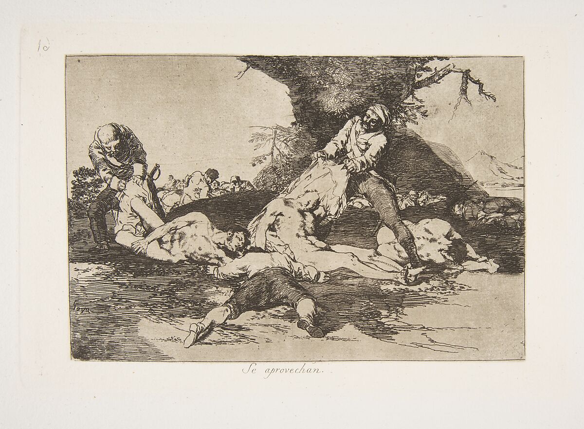 Plate 16 from "The Disasters of War" (Los Desastres de la Guerra): 'They make use of them' (Se aprovechan), Goya (Francisco de Goya y Lucientes) (Spanish, Fuendetodos 1746–1828 Bordeaux), Etching, lavis, drypoint, burin, burnisher 