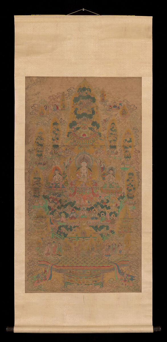 Lamaist Mandala, Hanging scroll;  print with paint, Tibet