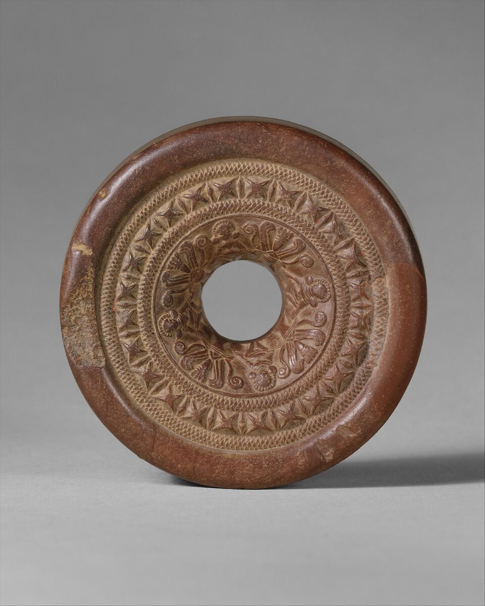 Ring stone with goddesses and aquatic plants, Steatite, Northern India