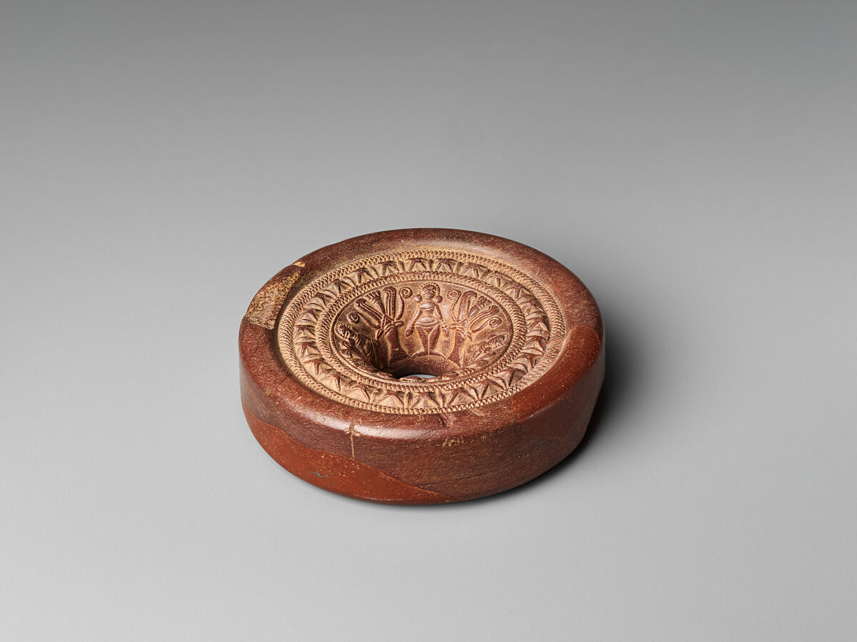 Ring stone with goddesses and aquatic plants, Steatite, Northern India