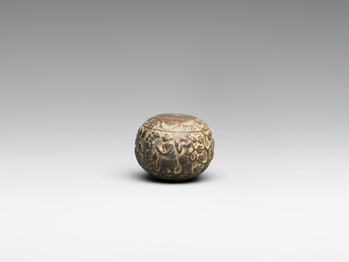 Sphere with Scenes of Rites at the Shrine of a Yaksha (Male Nature Spirit), Stone, India