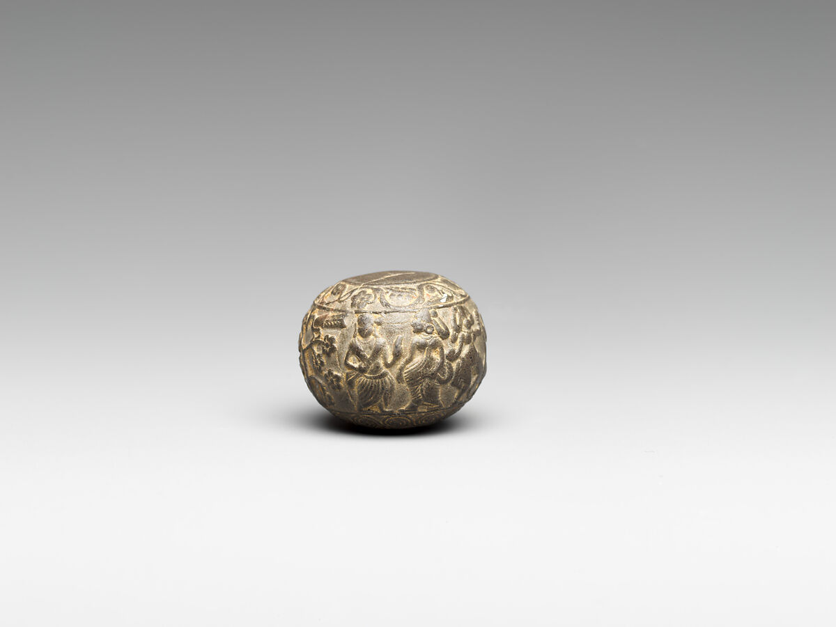 Sphere with Scenes of Rites at the Shrine of a Yaksha (Male Nature Spirit), Stone, India